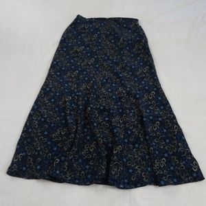 Boho Blue Floral Flowy Ruffly Skirt